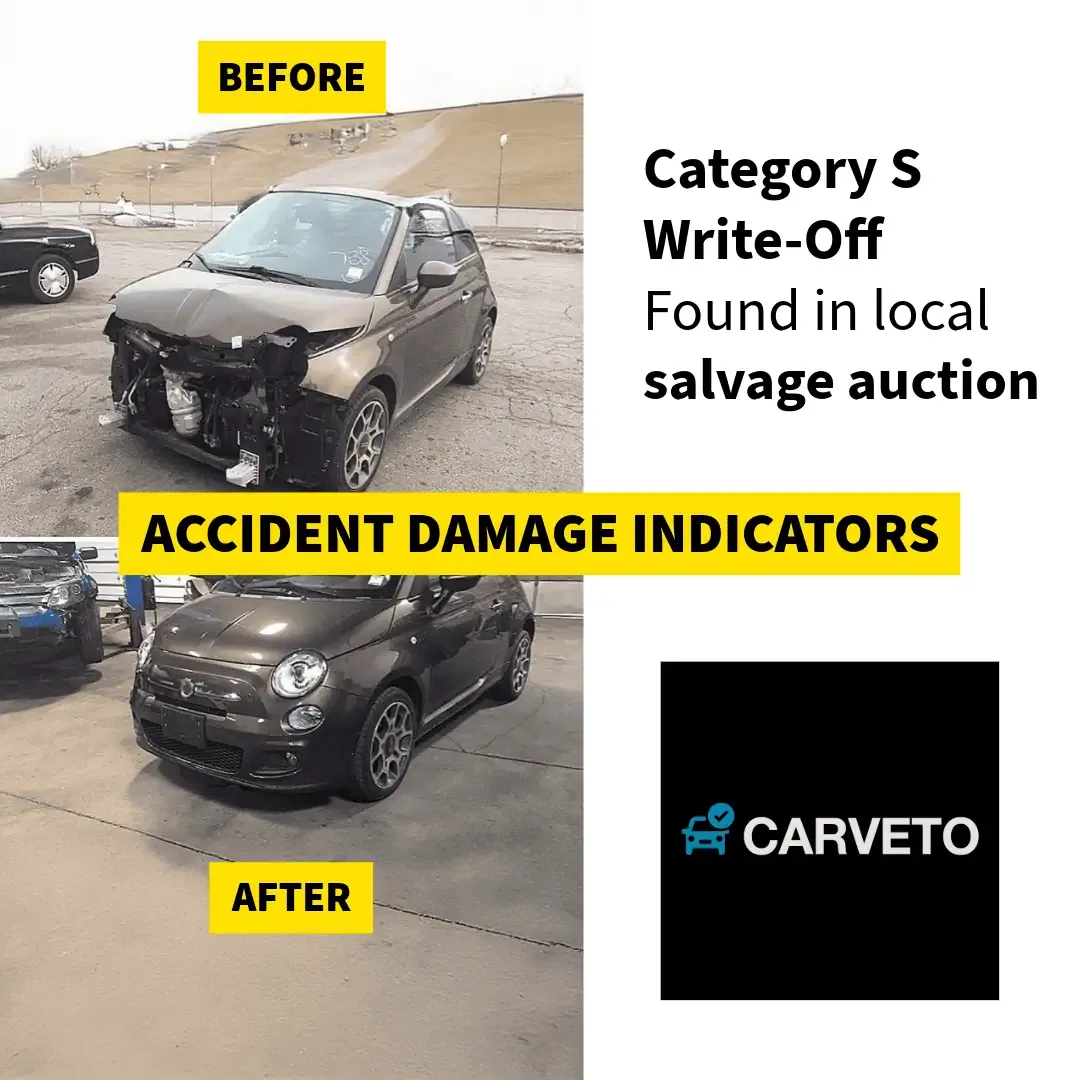 Identify accident damage on a used car – check panel gaps, paint mismatch, repaired bumpers (before and after)