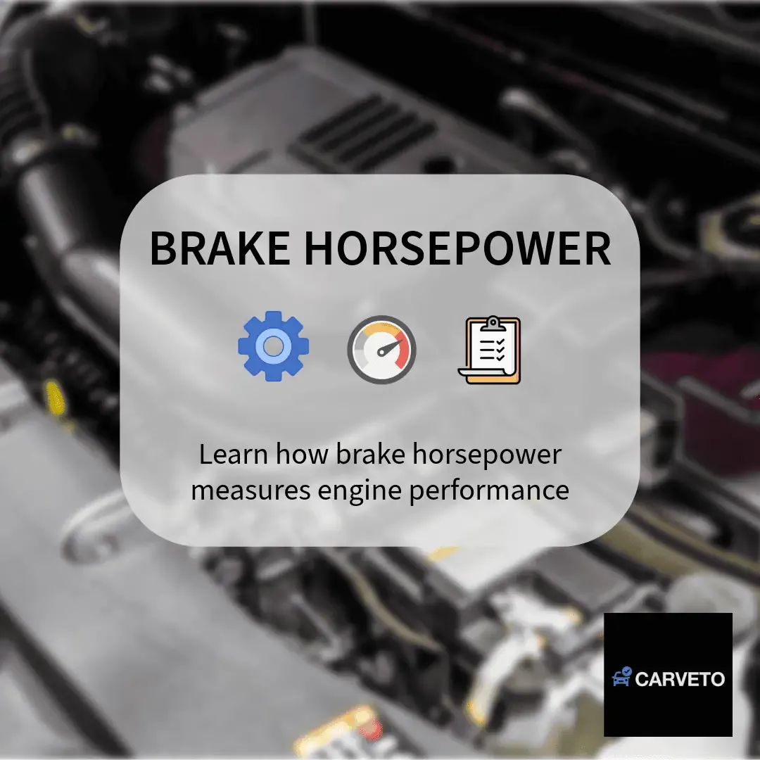 Vehicle engine showing brake horsepower used to measure manufacturer engine performance
