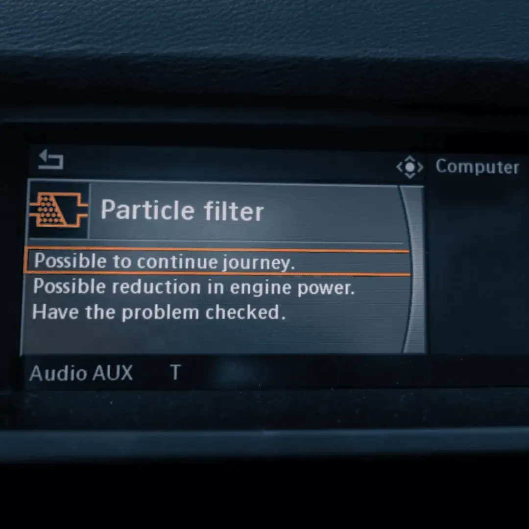 Dashboard DPF filter warning