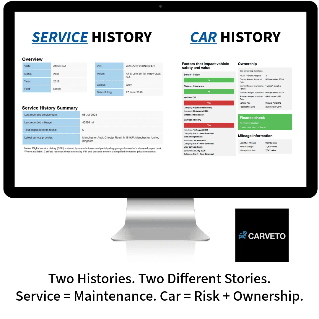 Find service history as opposed to car history