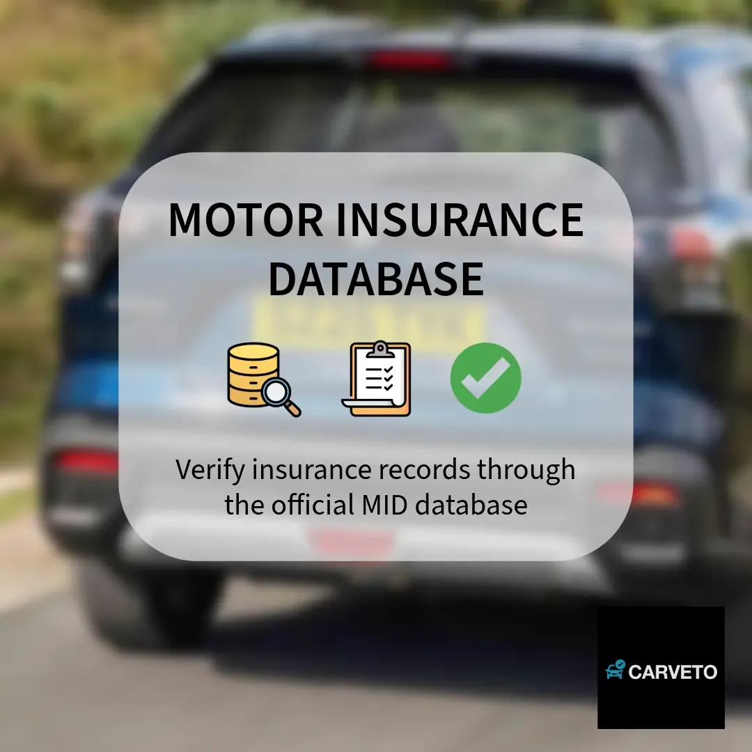 UK vehicle registration being verified through the official Motor Insurance Database (MID)