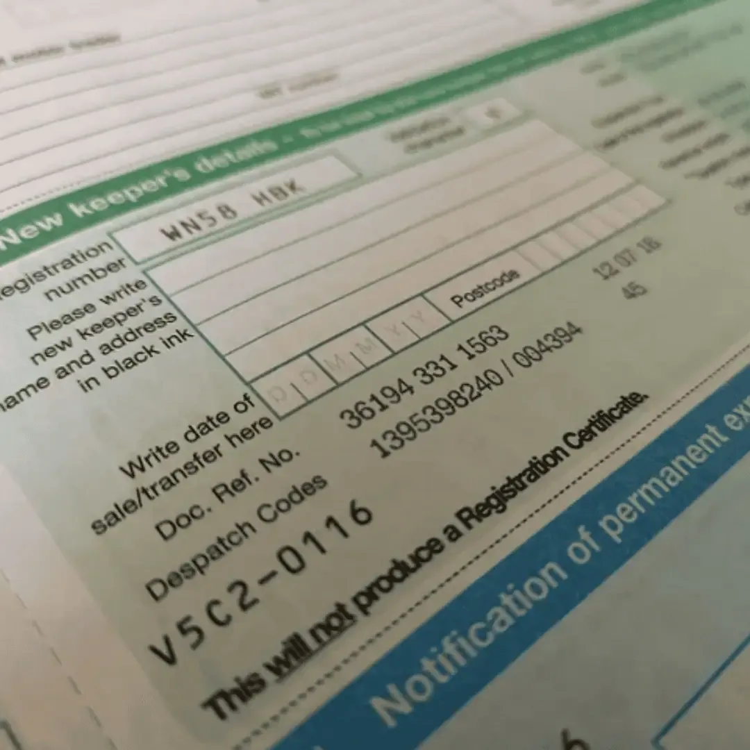 Complete the new keepers supplement Section 10. The new keeper must keep this section until DVLA send a new logbook