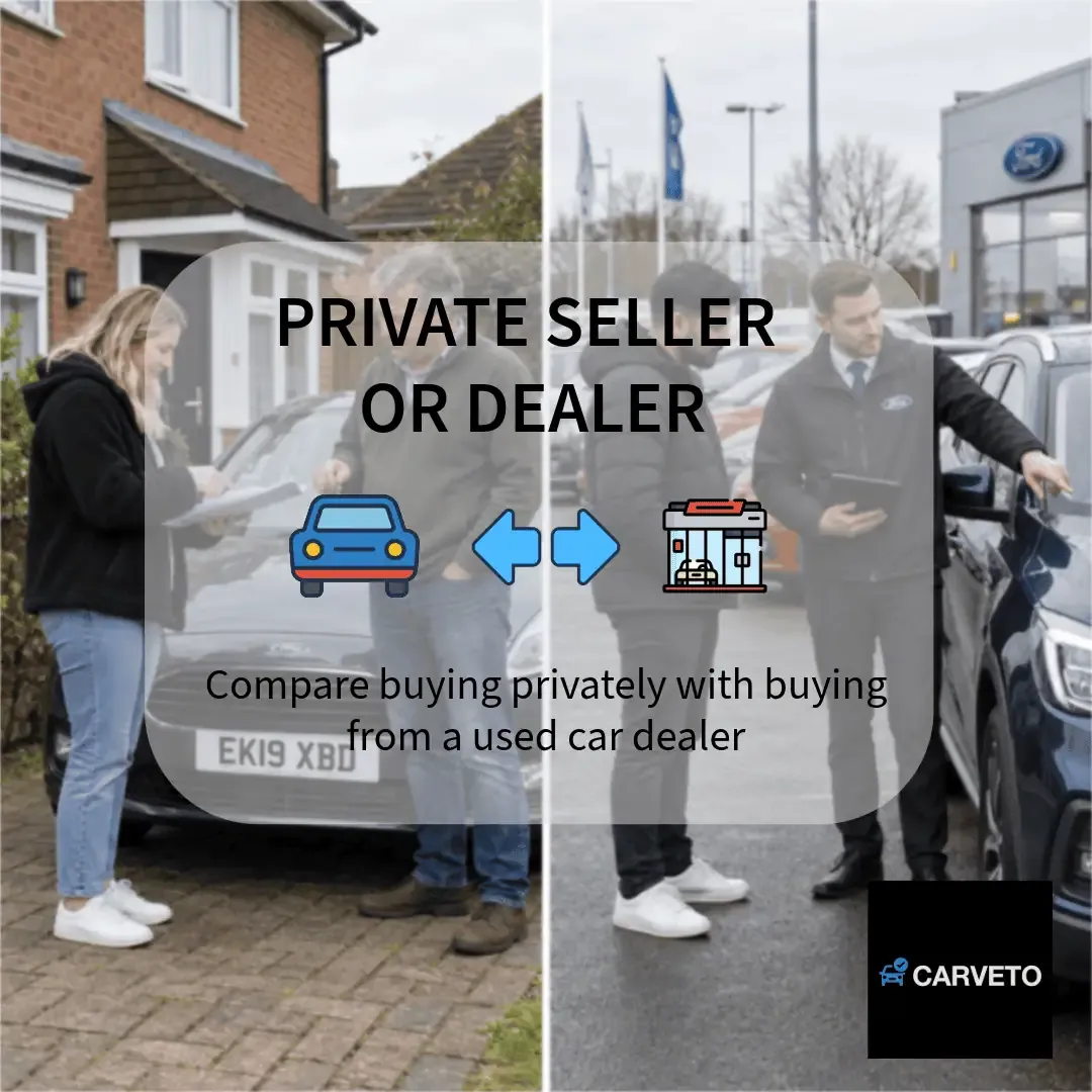 Used car buying comparison between a private seller and a car dealer
