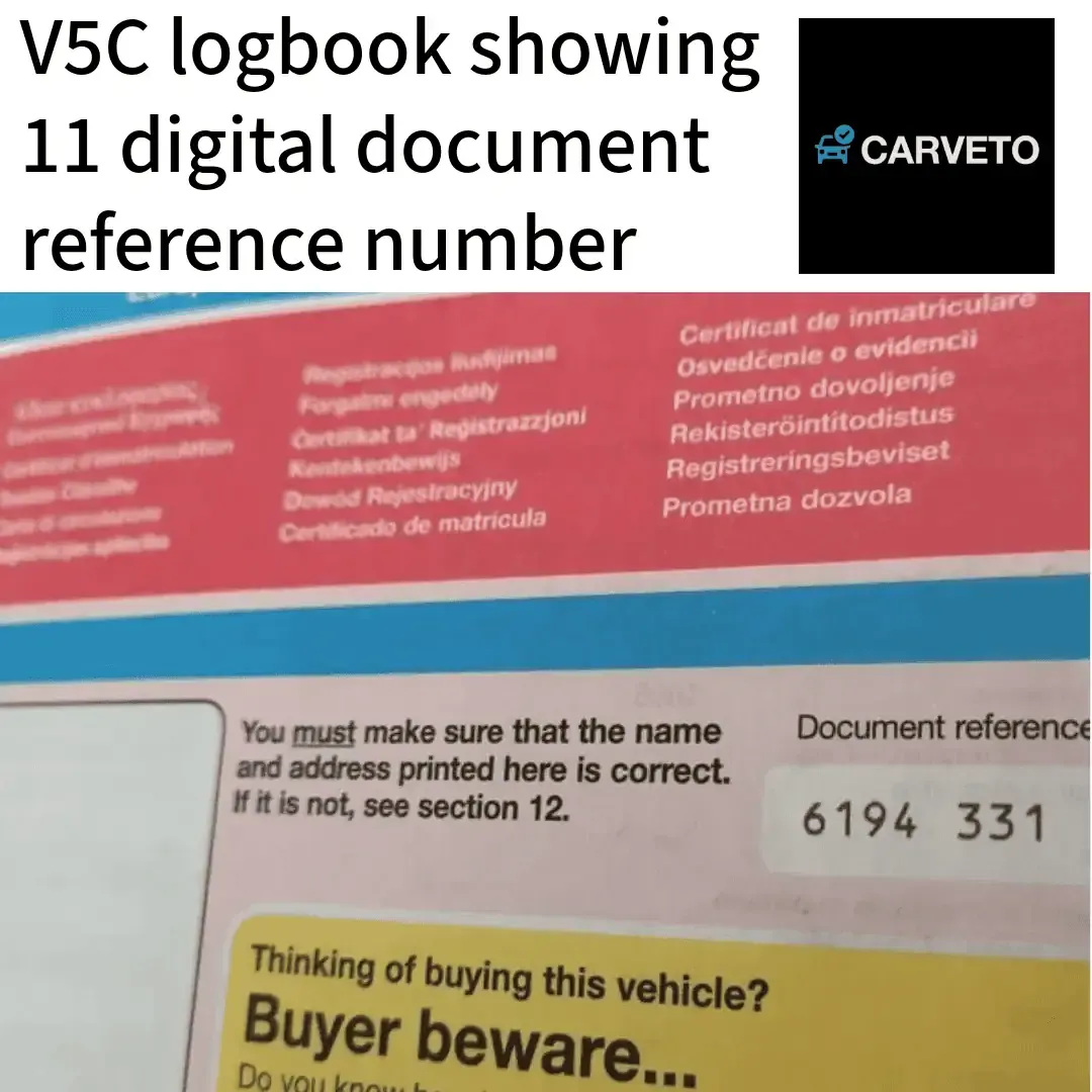 V5 logbook and appended reference number during sale and transfer